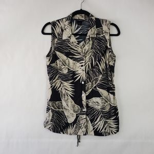 T & Company Womens Button Front Blouse Tropical size 6 Petite